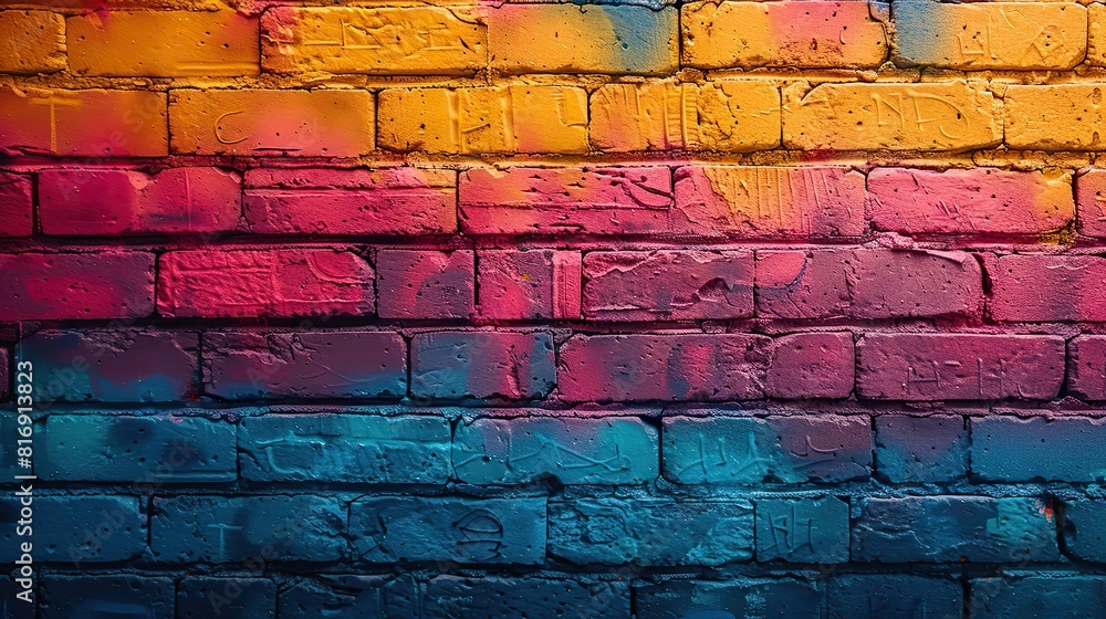 Fototapeta premium brick wall with a piece of street art that has sparked a debate or controversy, highlighting the ability of street art to challenge perspectives and provoke thought.stock image