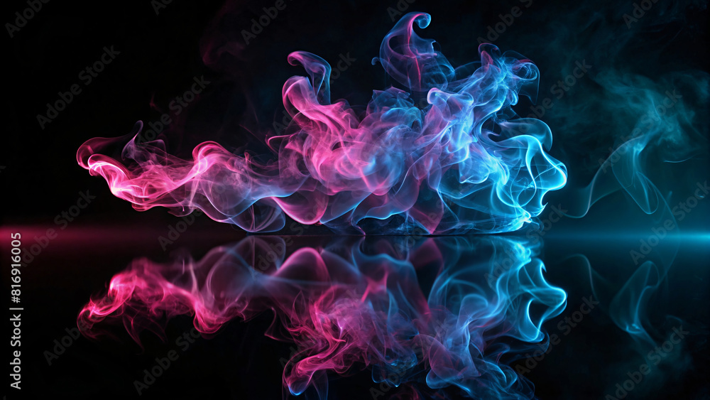 Fototapeta premium Neon smoke on black background