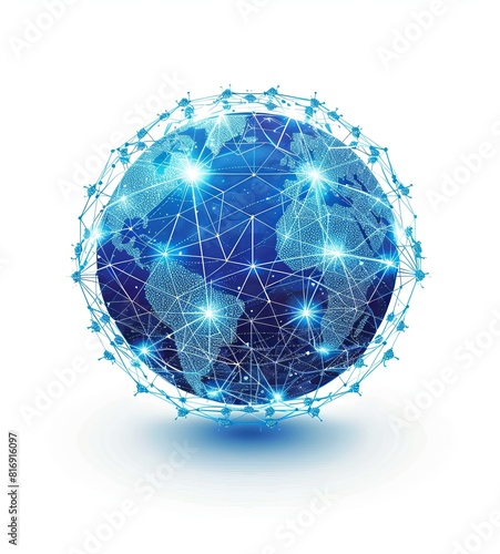 glowing blue icon of earth with global network and connectivity  globe  planet  map