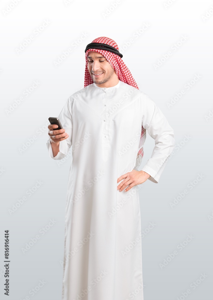 Arab eastern man use mobile phone Arab eastern man use mobile phone