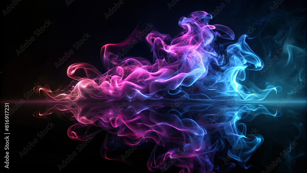 Obraz premium Neon smoke on black background