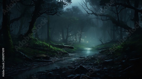 Enchanted Rain: Nighttime Rainfall in the Jungle 