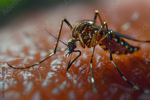 Close-up of a mosquito sucking blood 