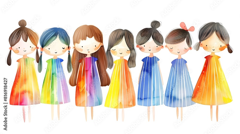 Diverse Group of Joyful Girls Celebrating Friendship and Togetherness in Vibrant Attire Diverse Group of Joyful Girls Celebrating Friendship and Togetherness in Vibrant Attire
