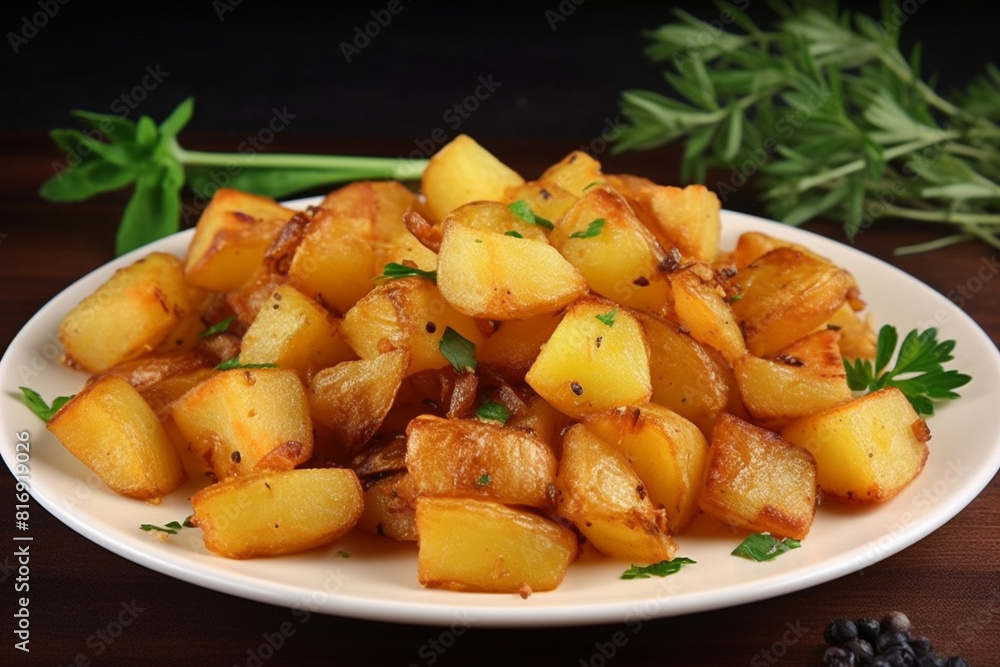 A plate of fried potato generative AI