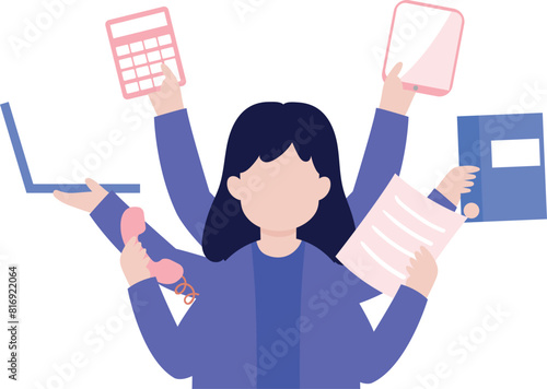 The girl is multi-tasking.