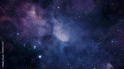 Vast Starry Night Sky Featuring a Mesmerizing Purple Nebula with Countless Stars Shimmering in the Infinite Cosmic Space