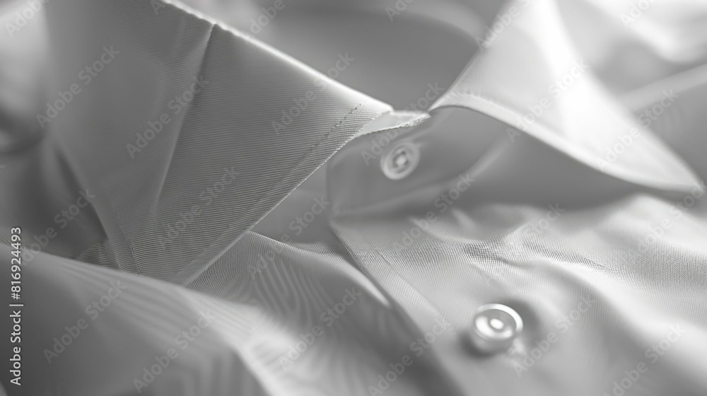 Close up of Pristine White Shirt Showcasing Exceptional Craftsmanship and Refined Tailoring Close up of Pristine White Shirt Showcasing Exceptional Craftsmanship and Refined Tailoring