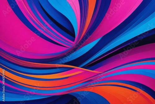 Abstract composition  hot pink  electric blue  bright orange  bold overlapping shapes  dynamic swirling lines  convey tropical energy  vivid colors  digital painting