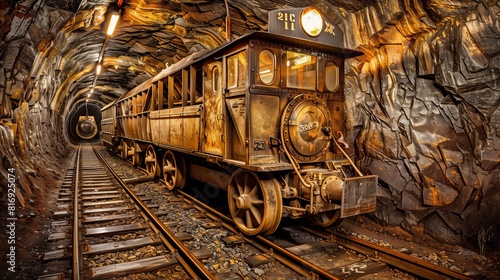 miner's coal mine. process of coal and ore mining. Mining tools and equipment