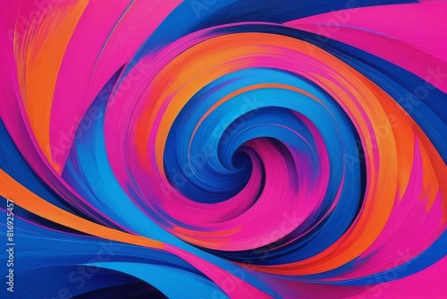 Abstract composition  hot pink  electric blue  bright orange  bold overlapping shapes  dynamic swirling lines  convey tropical energy  vivid colors  digital painting