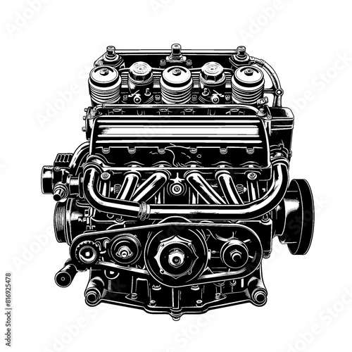 Car engine black vector icon isolated on a white background.