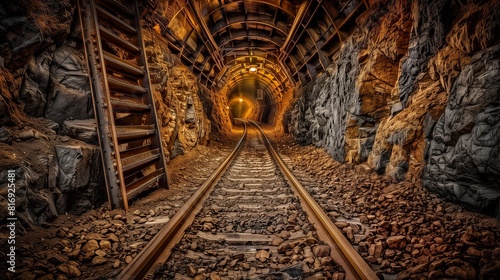 miner's coal mine. process of coal and ore mining. Mining tools and equipment