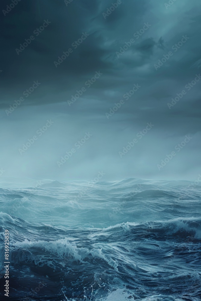 Stormy ocean landscape with dramatic lighting - Dramatic and intense ocean landscape under a tumultuous sky, highlighting the raw power and dynamic beauty of nature Stormy ocean landscape with dramatic lighting - Dramatic and intense ocean landscape under a tumultuous sky, highlighting the raw power and dynamic beauty of nature