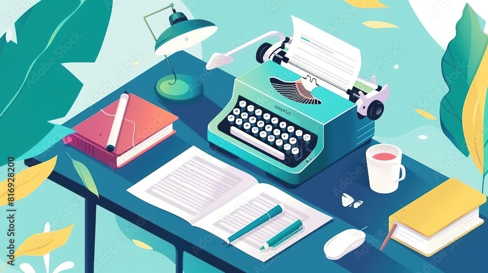Obraz premium A beautiful illustration of a writer's desk