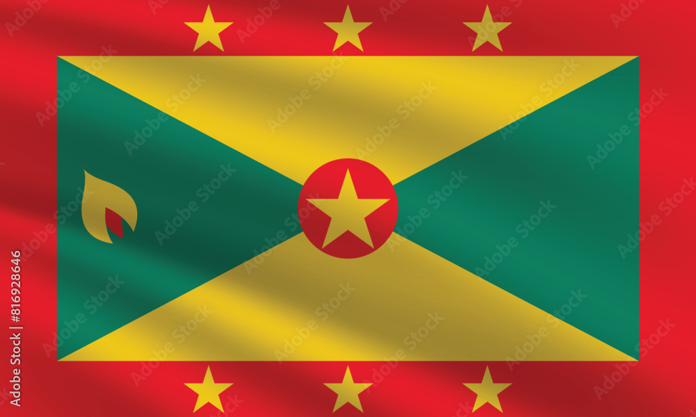 National flag of Grenada. Grenada Flag. Waving Grenada flag.
National flag of Grenada. Grenada Flag. Waving Grenada flag.