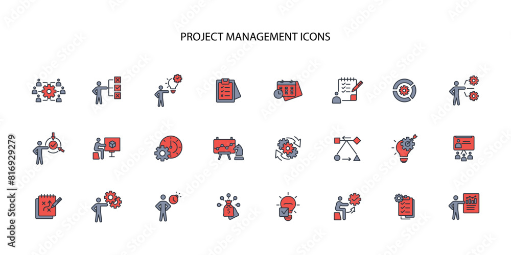 Project Management icon set.vector.Editable stroke.linear style sign for use web design,logo.Symbol illustration. Project Management icon set.vector.Editable stroke.linear style sign for use web design,logo.Symbol illustration.