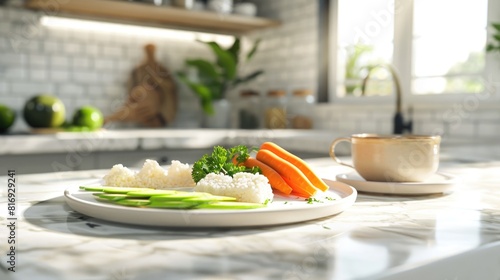 Freshly Cooked Healthy Meal on Modern Kitchen Counter photo