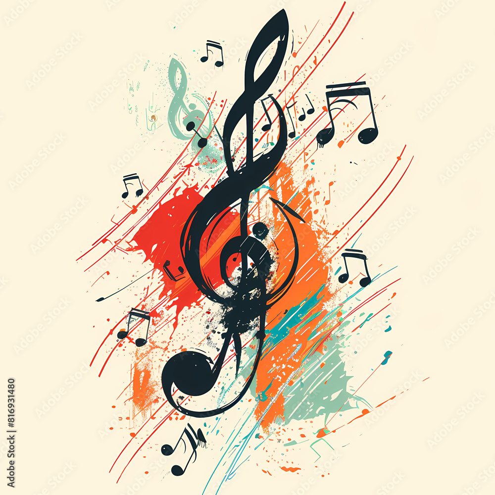 Fototapeta premium Abstract Classical music hand drawn doodle banner cartoon vector image