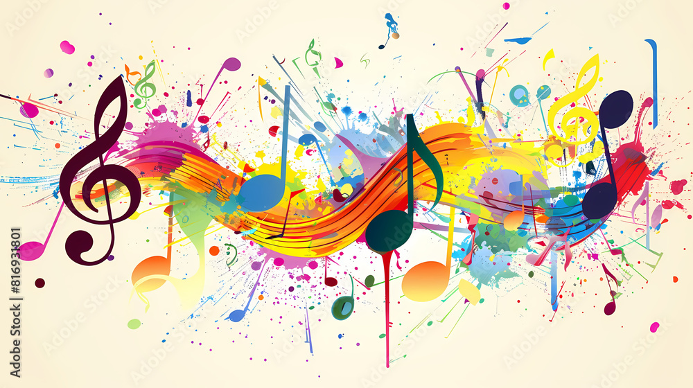 Obraz premium Abstract Classical music hand drawn doodle banner cartoon vector image