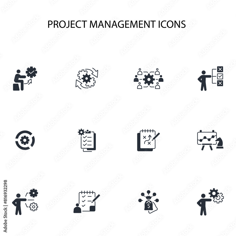 Project Management icon set.vector.Editable stroke.linear style sign for use web design,logo.Symbol illustration.