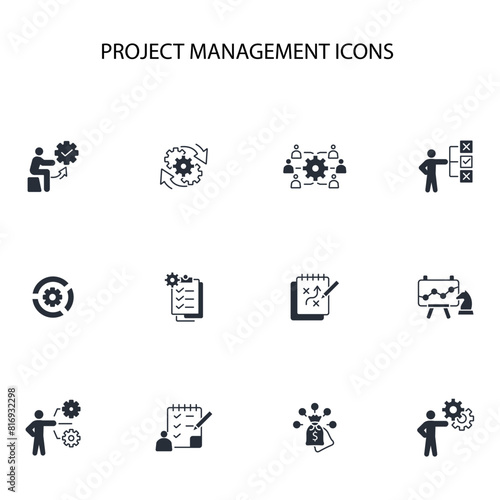 Project Management icon set.vector.Editable stroke.linear style sign for use web design logo.Symbol illustration.