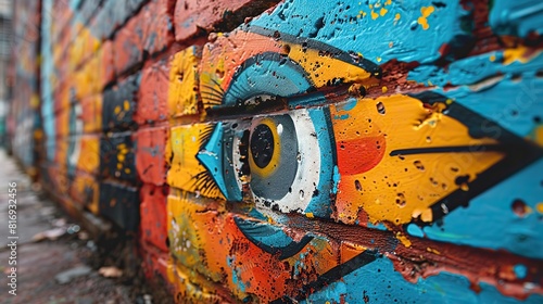brick wall with a piece of street art that has been discussed or analyzed in art criticism or academic journals, legitimizing street art as a subject of intellectual discourse.illustration