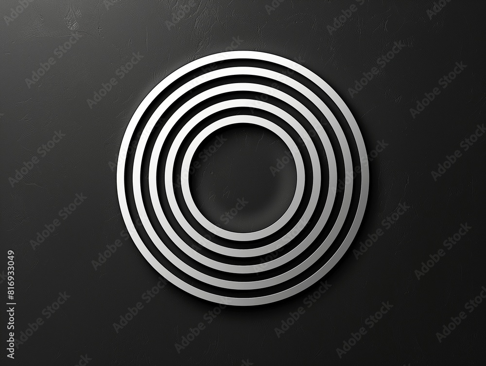 Fototapeta premium A sleek and modern circular design with concentric rings on a dark textured background, representing balance and unity in minimalistic style