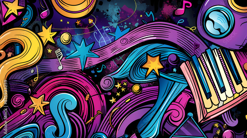 Abstract Classical music hand drawn doodle banner cartoon vector image Abstract Classical music hand drawn doodle banner cartoon vector image