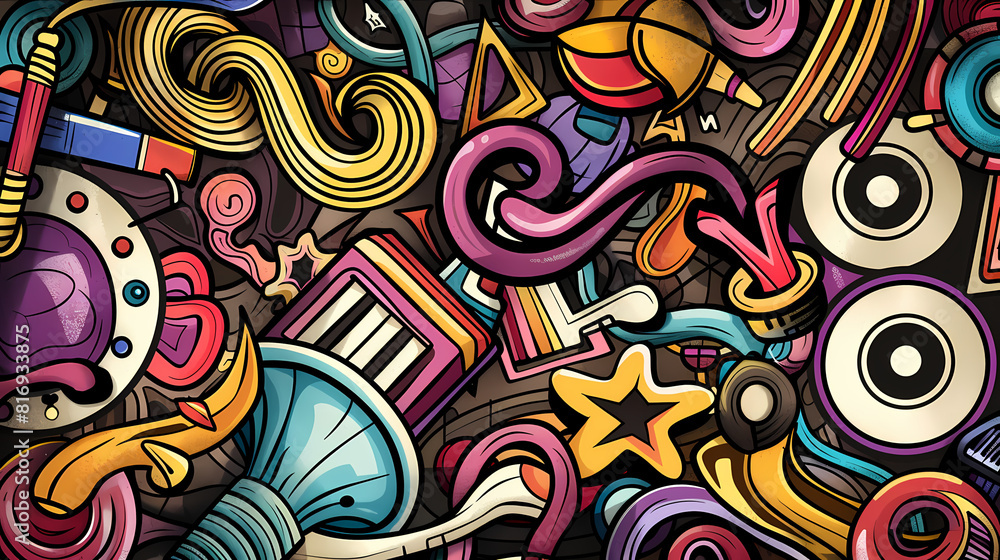 Abstract Classical music hand drawn doodle banner cartoon vector image Abstract Classical music hand drawn doodle banner cartoon vector image