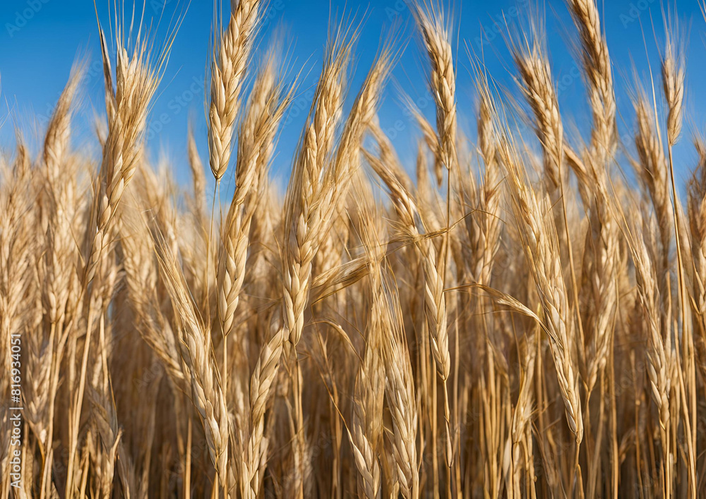 Close-up of rice flower isolated on natural blue sky background. Close-up of rice flower isolated on natural blue sky background.