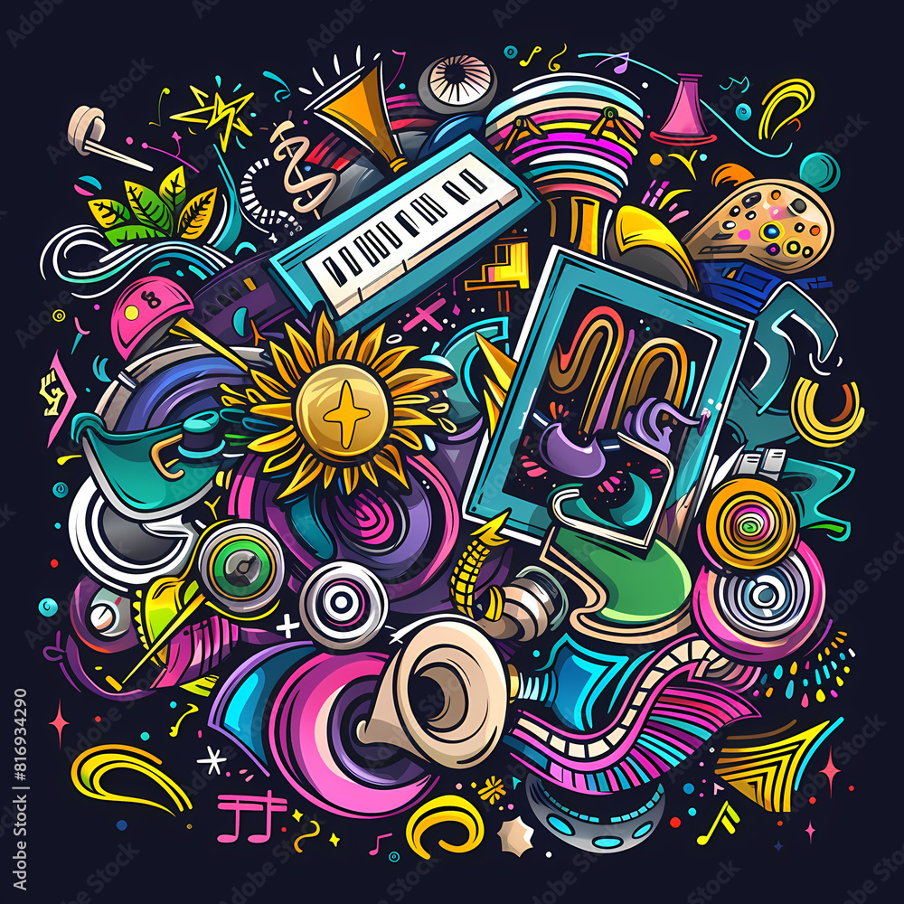Abstract Classical music hand drawn doodle banner cartoon vector image Abstract Classical music hand drawn doodle banner cartoon vector image