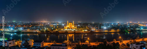 Stylized Night Panorama of N'Djamena with Grand Mosque