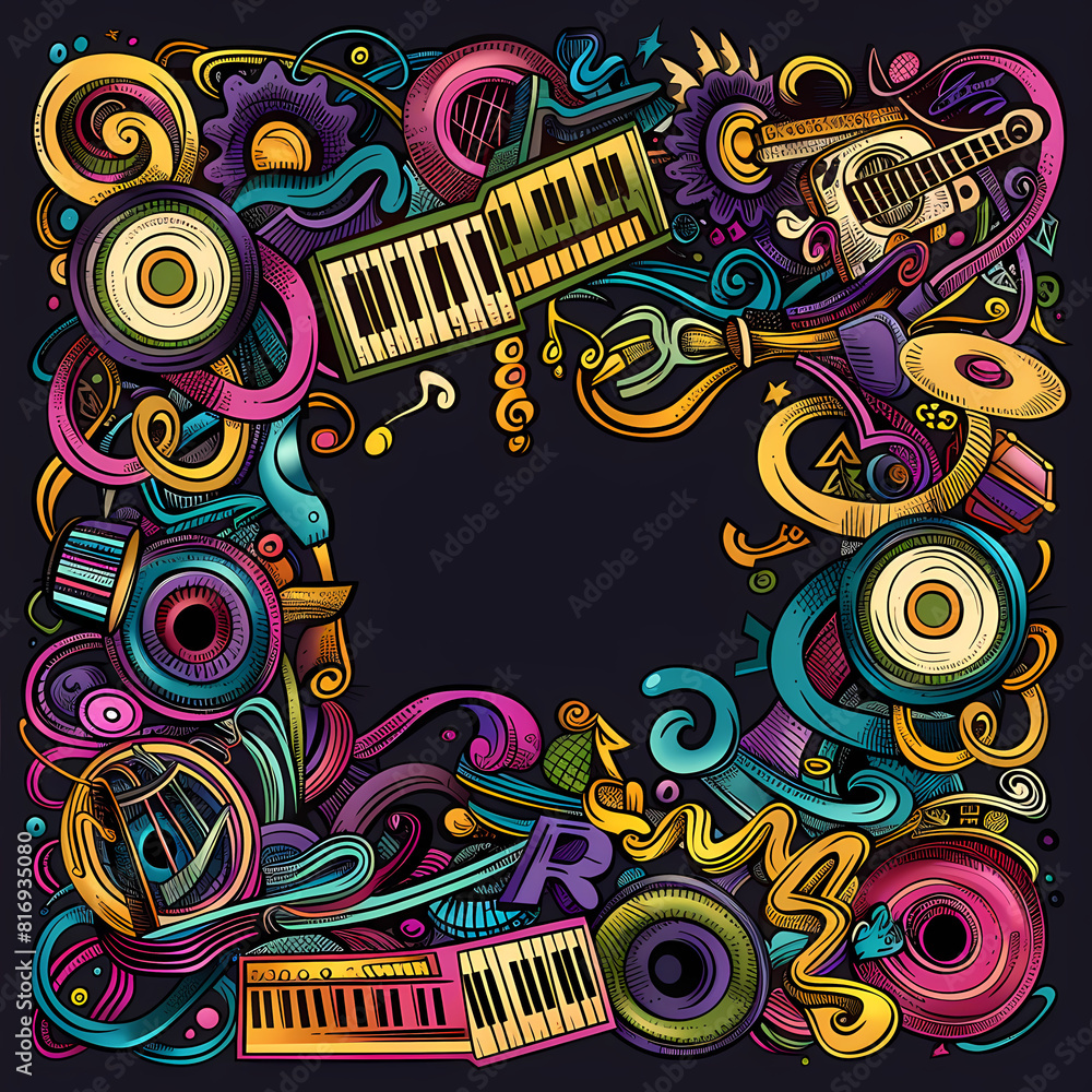 Abstract Classical music hand drawn doodle banner cartoon vector image Abstract Classical music hand drawn doodle banner cartoon vector image