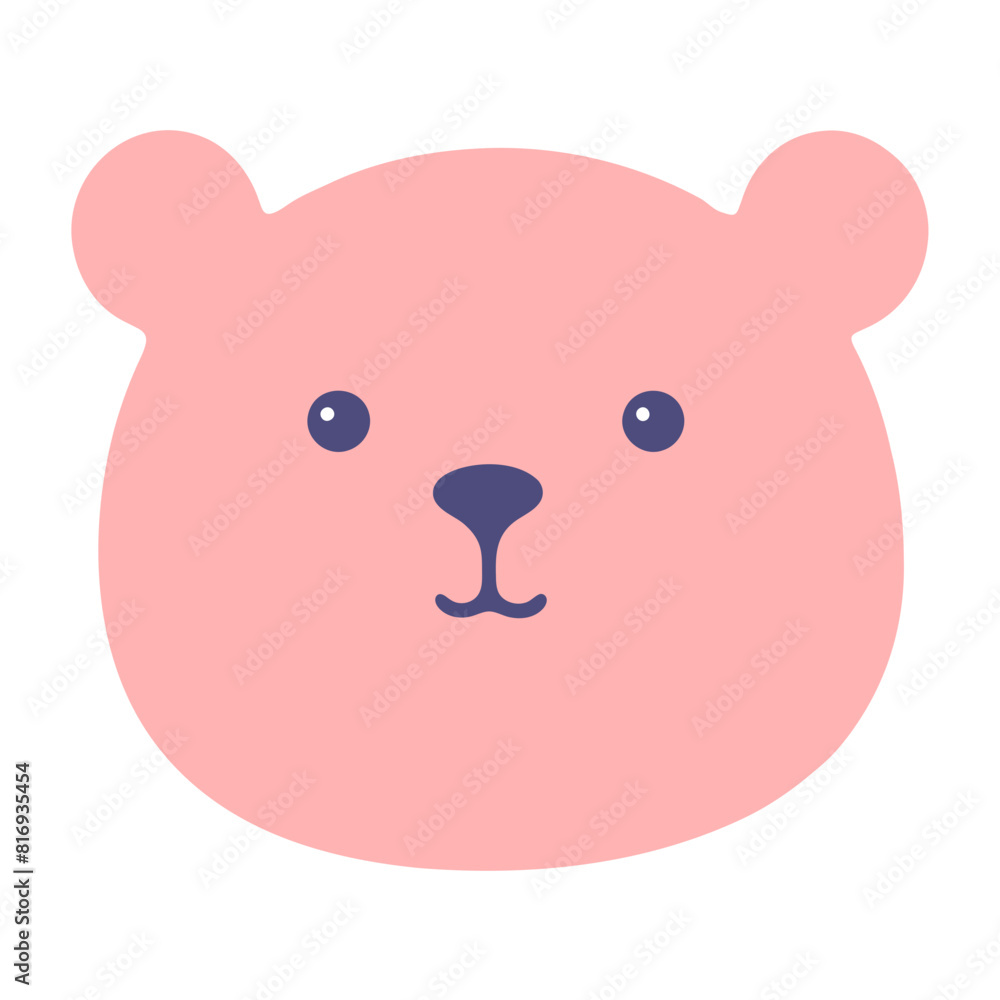 Fototapeta premium A cute pink teddy bear with large eyes and a simple, minimalist design