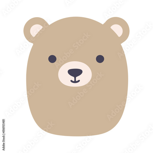 A cute brown bear with large eyes and a small nose