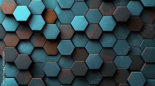 a clean, minimalist youtube channel banner, using hexagons, a very light gray background, highlights in dark brown and cyan AIG51A.