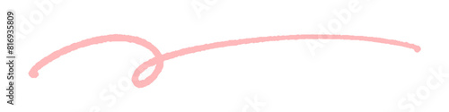 手書きのくるんとカールしているピンク色の横長の線 - シンプルでおしゃれなデザイン素材