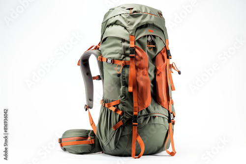 camping or hiking backpack isolated on white. generative AI