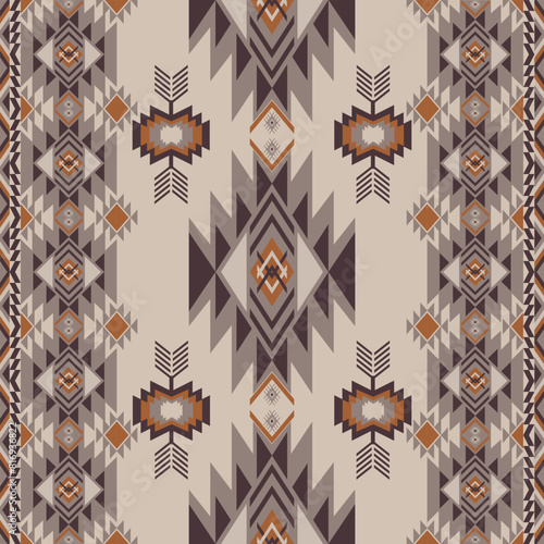 American ethnic native pattern.Traditional Navajo,Aztec,Apache,Southwest and Mexican style fabric pattern.Abstract vector motifs pattern.Design for fabric,clothing,blanket,carpet,woven,wrap,decoration