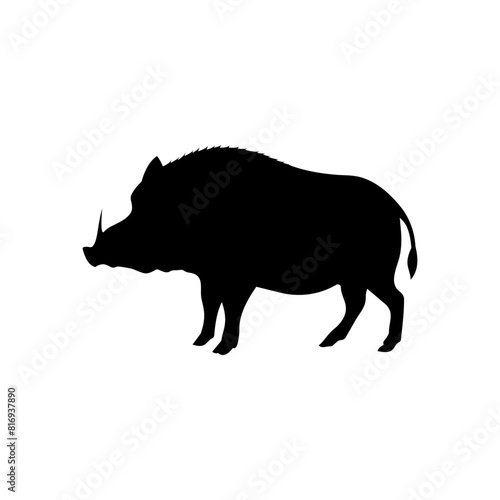 Boar silhouette, solid icon vector. Boar icon. Livestock concept. Boar sign on white background. Boar meat badge. Boarmeat. Part of my game meat illustration collection. Hunt. Hunting