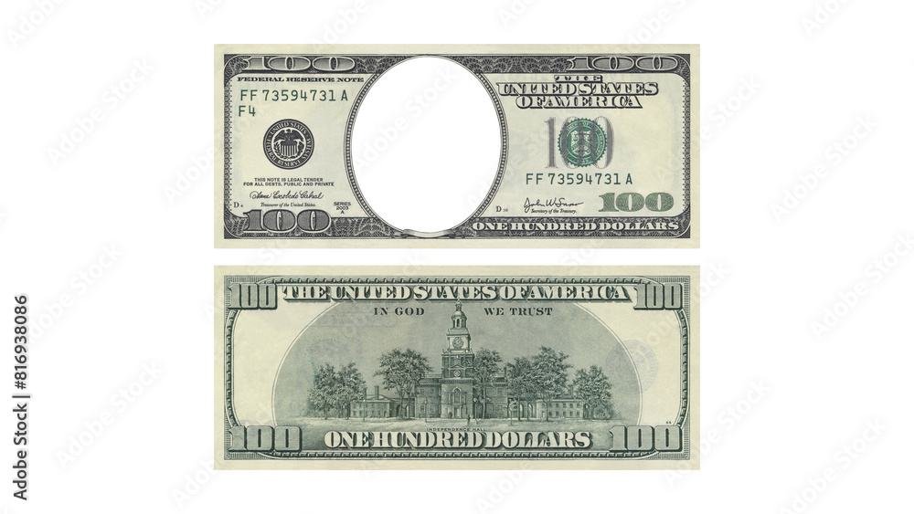 Realistic 100 Dollar Bill Mockup on White Background Stock Illustration Realistic 100 Dollar Bill Mockup on White Background Stock Illustration