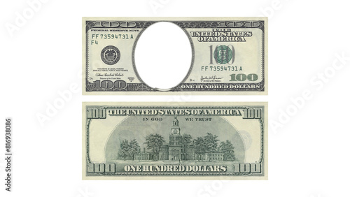 Realistic 100 Dollar Bill Mockup on White Background
