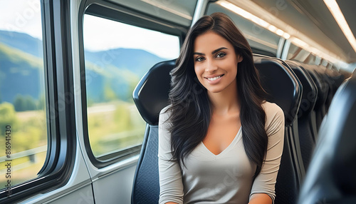 Hübsche Frau im Zug photo