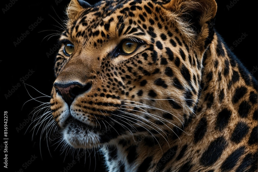 Naklejka premium close up portrait of a leopard, ai