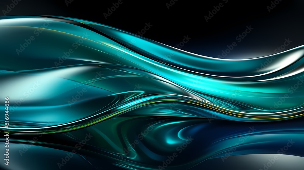 Obraz premium Digital technology glass dark green and blue curve poster background