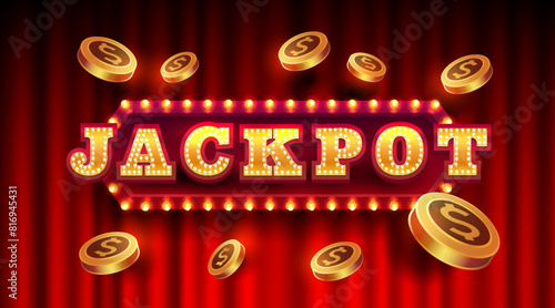 Jackpot slots icons, slot sign machine, night Vegas. Vector illustration