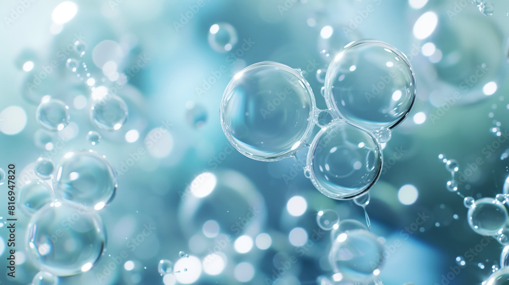 A soothing and refreshing image of transparent air bubbles suspended in a blue liquid, with a soft and blurry background, evoking a sense of purity and clarity. A soothing and refreshing image of transparent air bubbles suspended in a blue liquid, with a soft and blurry background, evoking a sense of purity and clarity.