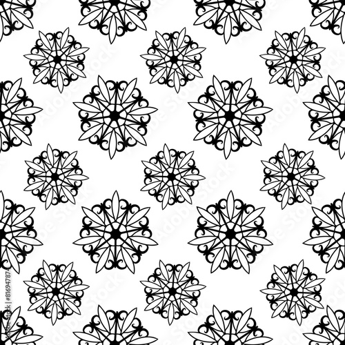 vintage heraldic vector solid seamless pattern with abstract flowers