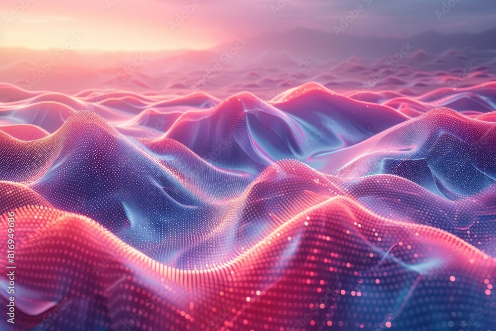 An ethereal landscape of floating geometric shapes and lines depicting data moving at high speeds, illuminated by soft, futuristic lighting Abstract, 3D conceptual art An ethereal landscape of floating geometric shapes and lines depicting data moving at high speeds, illuminated by soft, futuristic lighting Abstract, 3D conceptual art